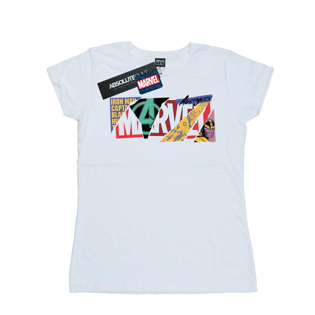 Marvel Женская/женская хлопковая футболка с коллажем и логотипом