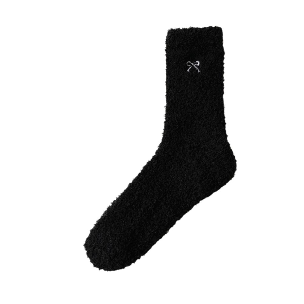 Bowknot Floor Socks Fleece Thickened Carpet Home Socks Autumn Winter Furry Plush Socks Women