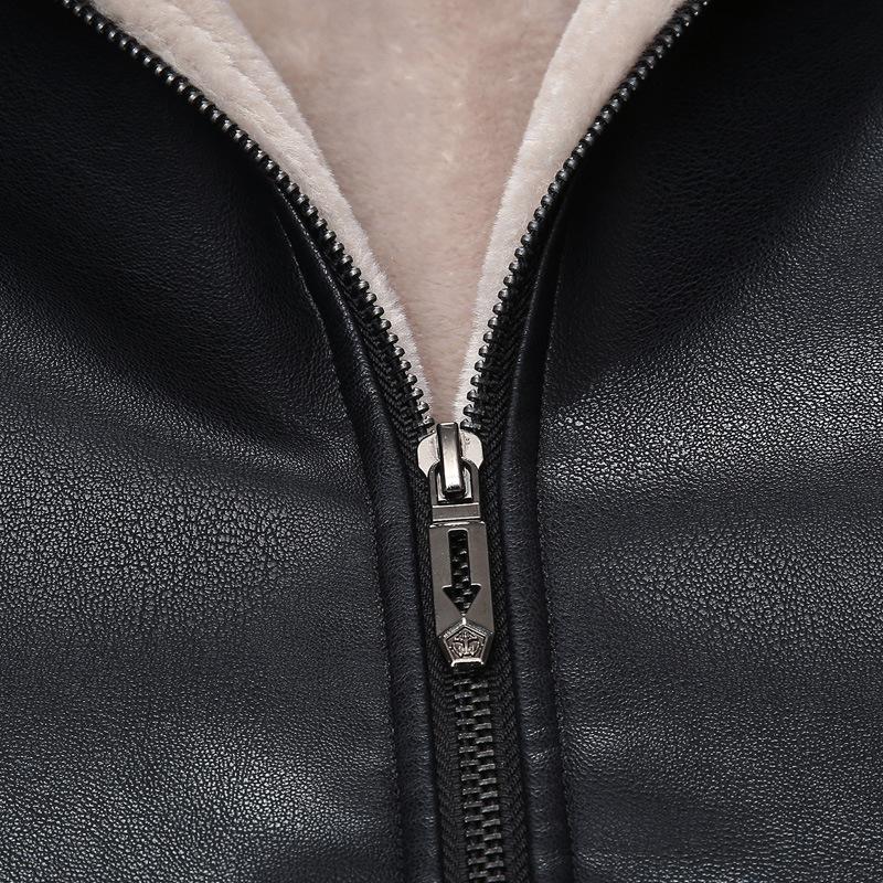 Зимняя новая меховая цельная мужская куртка среднего возраста из утолщенной разноцветной бархатной кожи PU