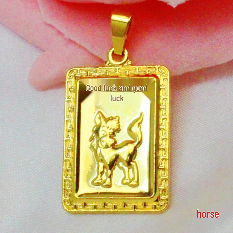 Подвеска Двенадцать Знаков Зодиака из вьетнамского песочного золота - Ювелирные изделия с позолотой из латуни - Абсолютно новые в наличии.