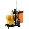 Cleaning Cart Janitorial Cart with 3 Shelf Compartments Mopping Cart with Trash Bag with Cover, Casters for Commercial Use
