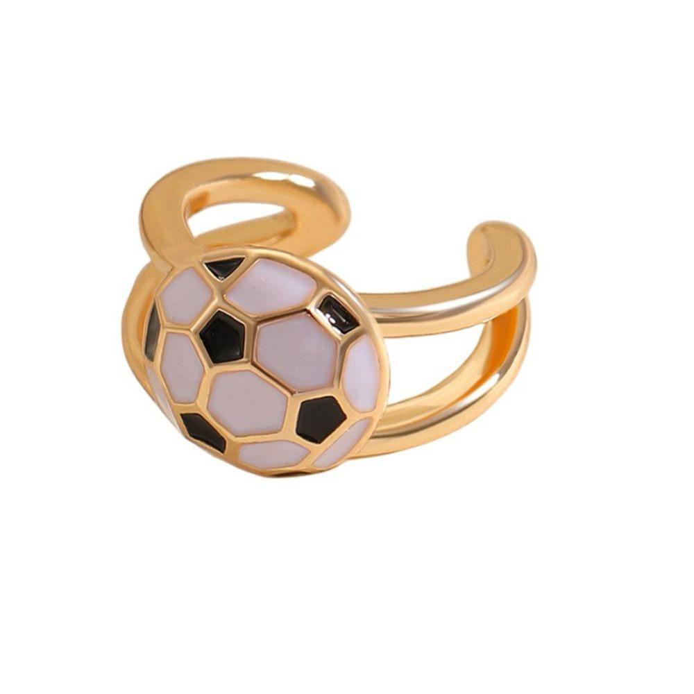 Colourful Adjustable Finger Ring Copper Sports Balls Shaped Open Rings Football Ear Clips Holiday