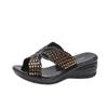 2024 Ladies Shoes Home Slippers Women's Summer Casual Slippers Women Crystal Shoes Women Platform Wedges Solid Hollow Slides