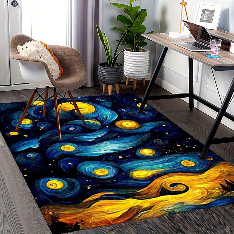1pc Van Gogh Starry Night Office Chair Mat - Non-Slip Carpet for Desk, Festive Gift Idea, Suitable for Home Decor, Living Room, Bedroom, Game Room.P08