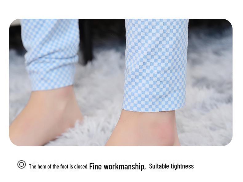 Мужской бесшовный комплект термобелья - Тонкая клетчатая ткань с V-образным вырезом на осень/зиму