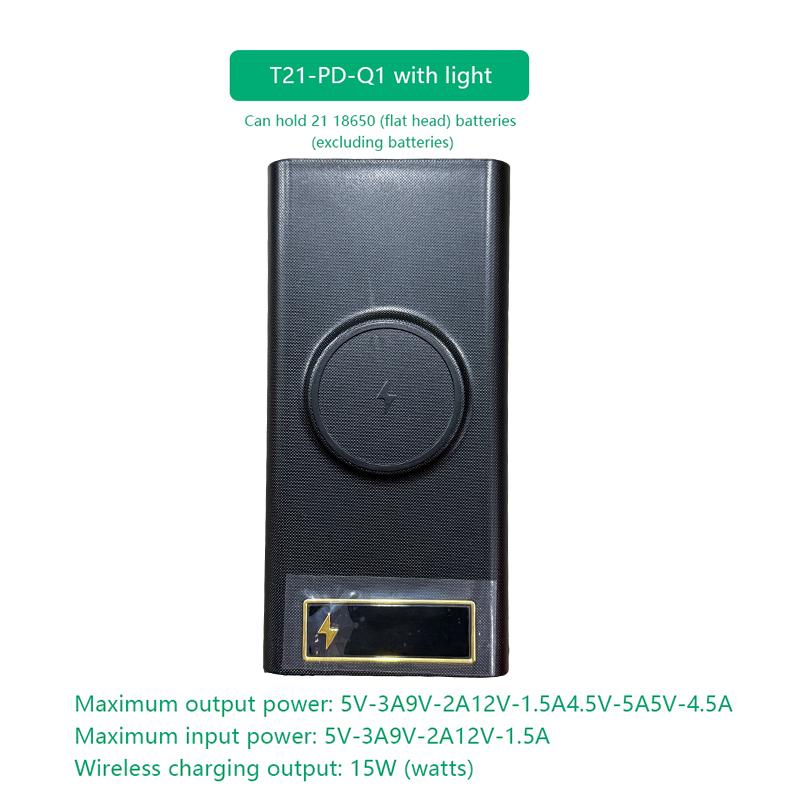 D21 21X18650 Корпус для аккумуляторов Пайка не требуется Корпус Power Bank Pd Со светом Зарядный бокс для аккумуляторов 18650 Съемный Портативный DIY Корпус