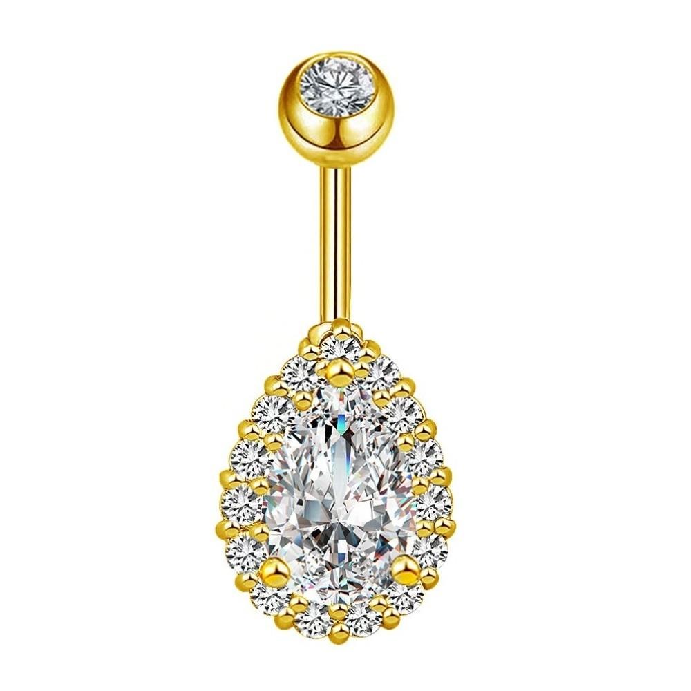 Stainless Steel Zircon Navel Ring Colorful Body Piercing Jewelry Fashion Belly Button Ring  Girl