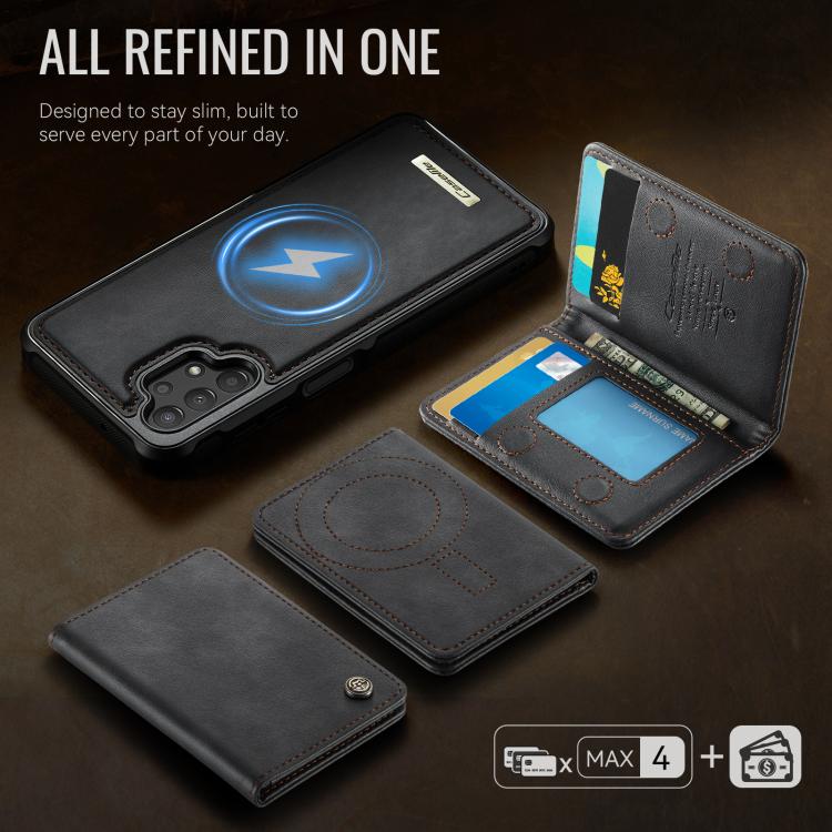 CaseMe Me80 Magnetic RFID Wallet Phone Case For Samsung Galaxy S24 FE 5G, Detachable Multi Card Slot Kickstand Anti-Theft Cover