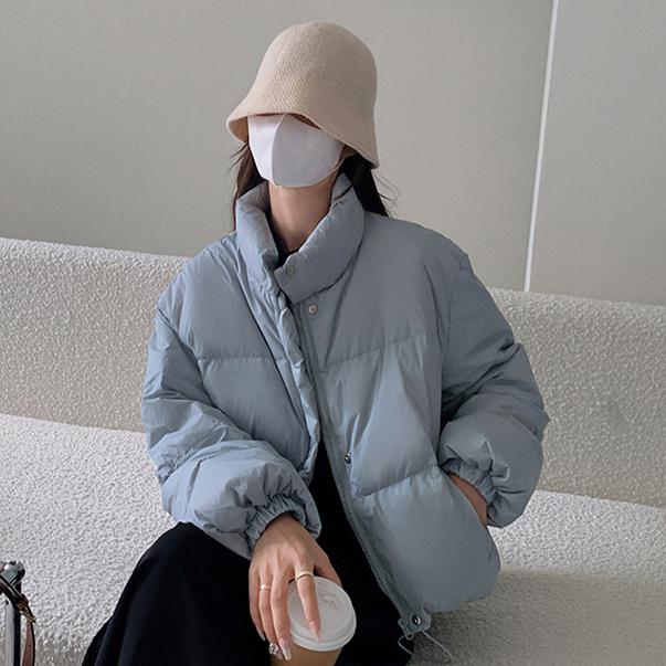 Зимняя короткая хлопковая куртка женская большого размера модная темпераментная воротник однотонная куртка