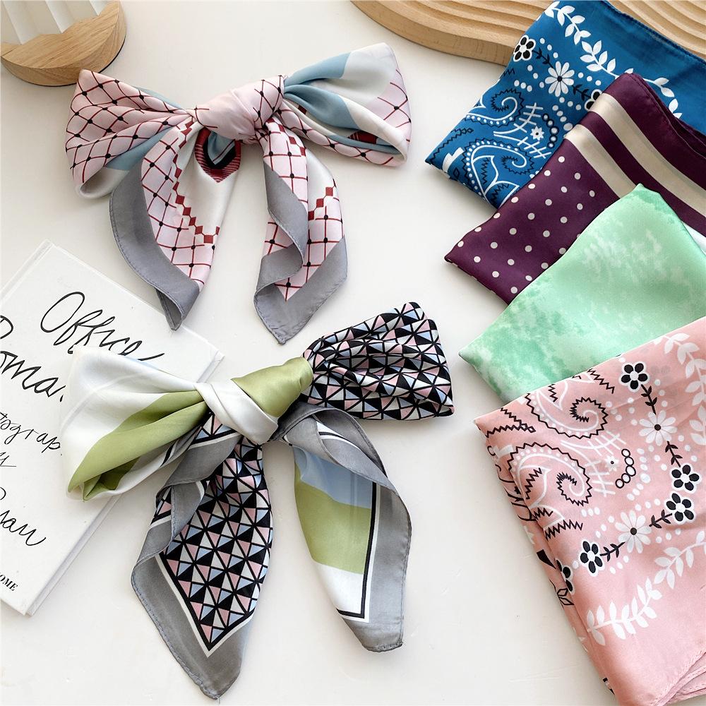 Cotton And Linen Small Square Scarf Silk Scarf Women'S Spring And Autumn New Style Artistic And Versatile Fashionable Temperament Headband Scarf