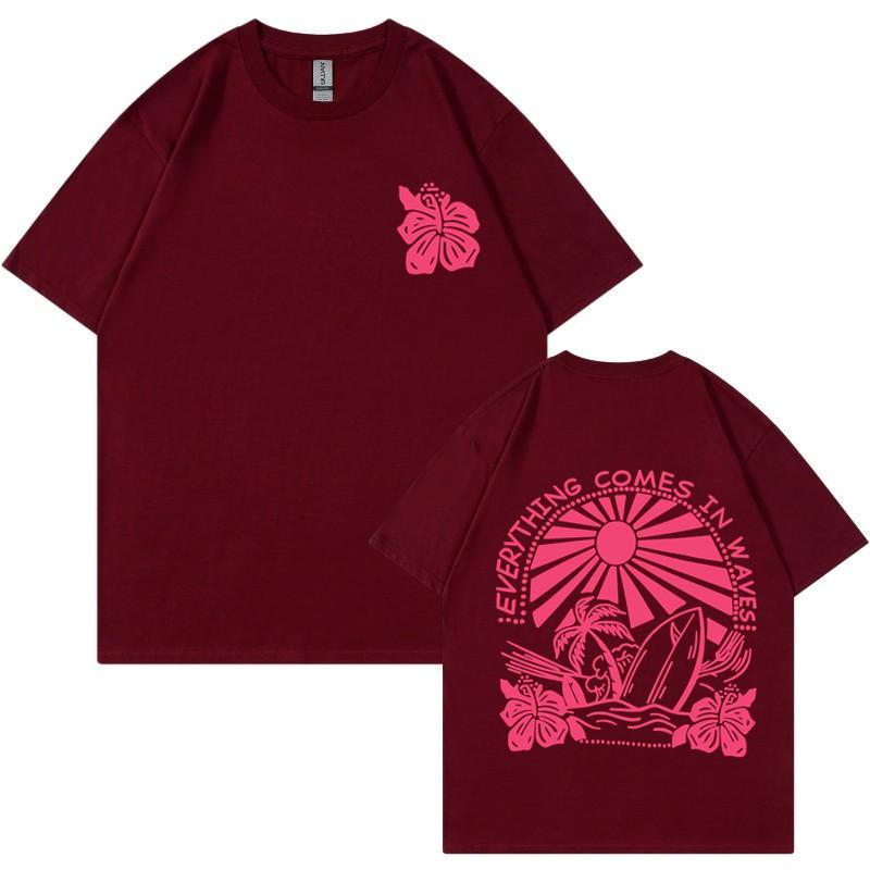 Unisex Cotton Short Sleeve T-Shirt With Letter Print Round Neck Loose Fit Casual Top
