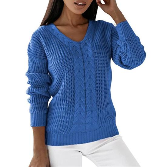 Winter Sweater Ribbed Cuff Cold Resistant Solid Color Female Slim Sweater Jumper Top for Daily Life