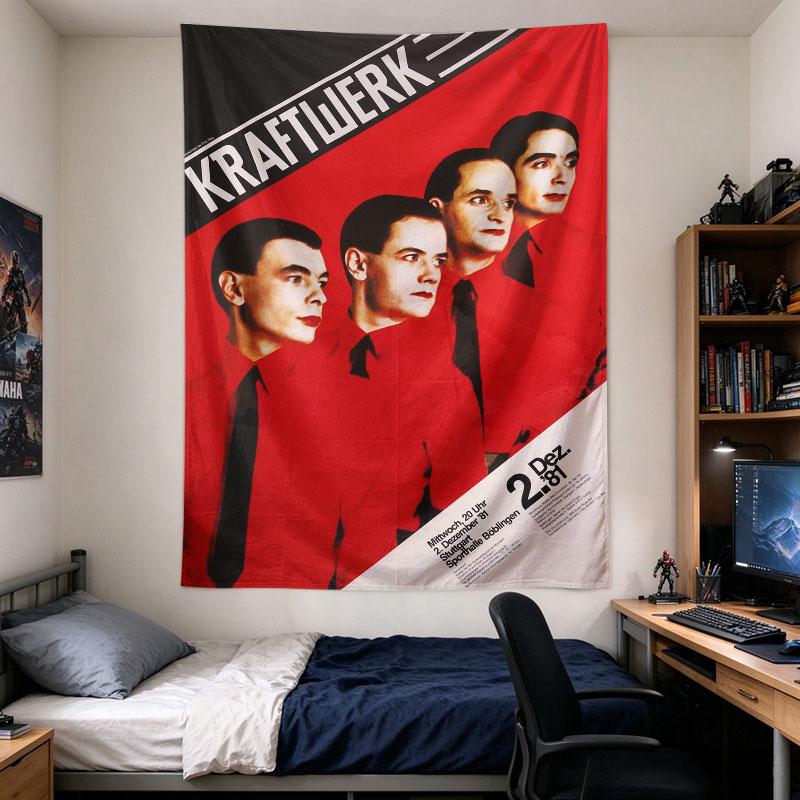 Kraftwerk 1981 Red Shirt Tie Concert Poster Boblingen Vintage Art