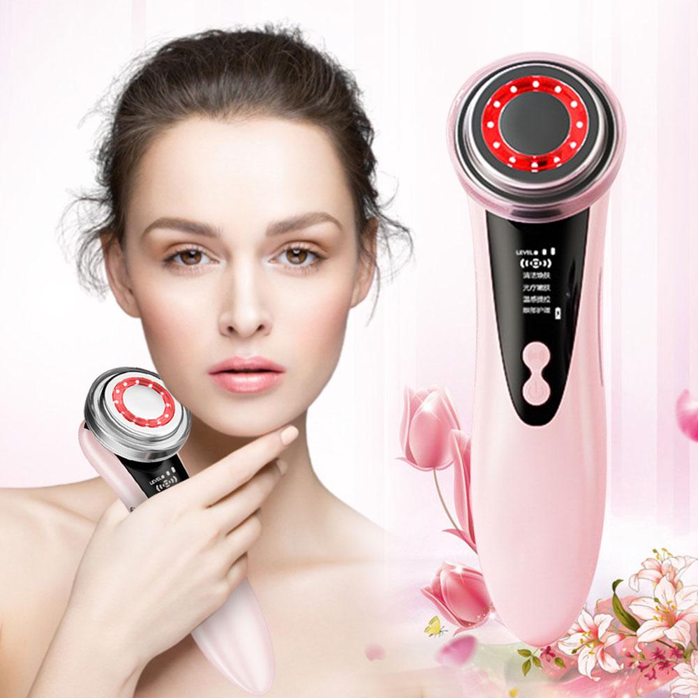EMS Facial Massager LED Light Therapy Sonic Vibration Wrinkle Removal Skin Tightening Warm Cool Treatment Skin Care Beauty Device