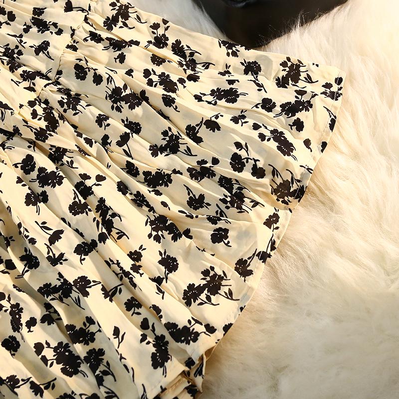 Женская юбка А-силуэта с цветочным принтом и плиссе — ретро, средней длины, с высокой талией, весна/лето 2025 г.