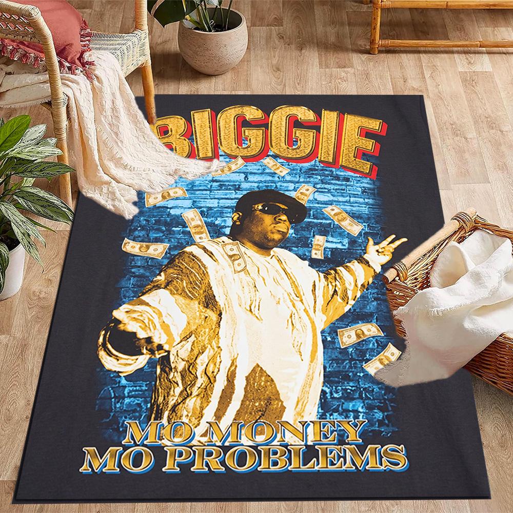 Biggie Money Problems Themed Anti-Slip Rugs - Polyester Home Decor, Suitable for Bedrooms, Living Rooms, Doorways, Studios, and Decorations