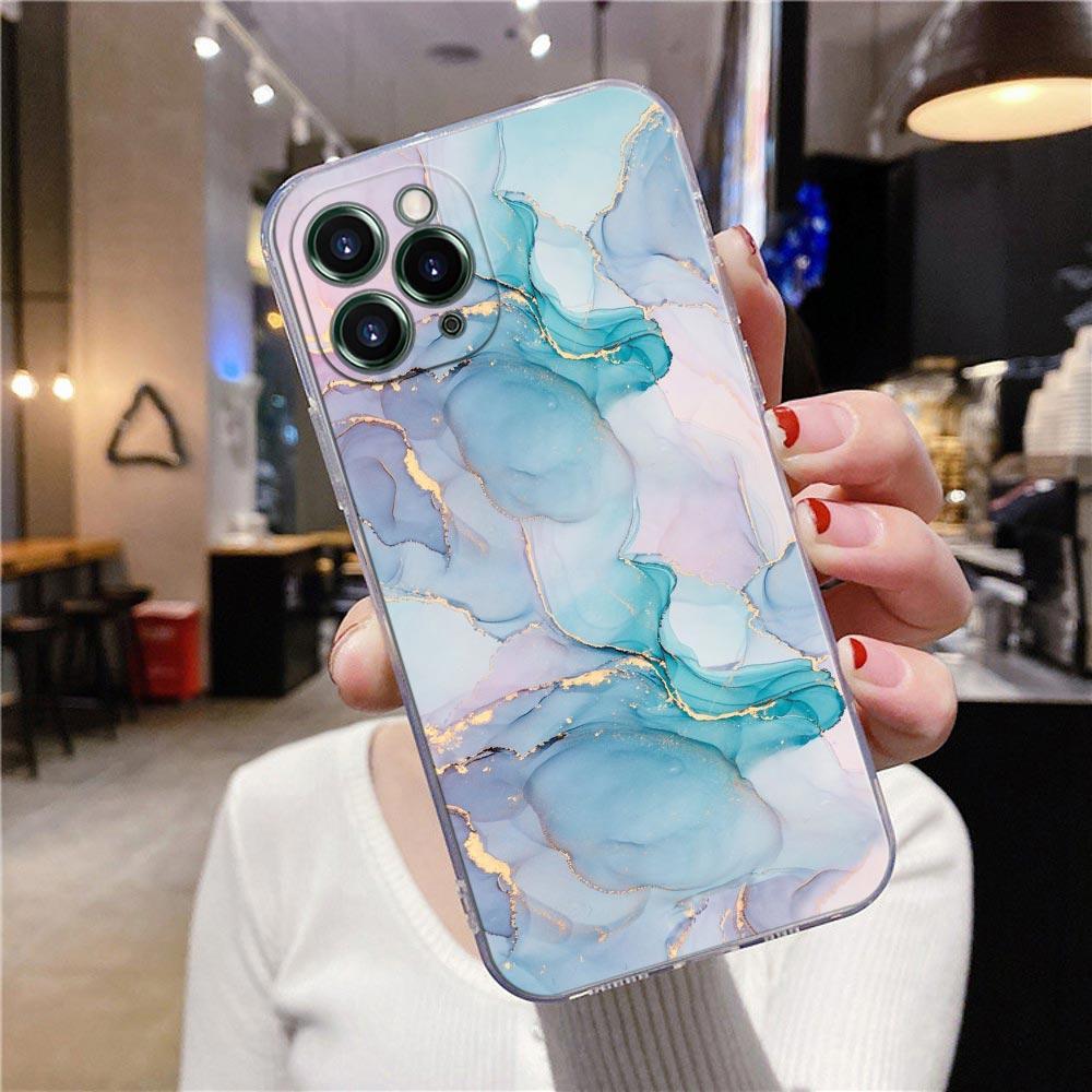 Прозрачный чехол с узором из переливающегося мрамора для iPhone 16 15 14 13 12 11 Pro Max Mini Xs XR X 7 8 Plus Чехол для iphone 16 Pro