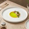Relief Texture Ceramic Straight Edge Plate Restaurant Steak Plate Serving Plate Dessert Dim Sum Plates Specialty Tableware