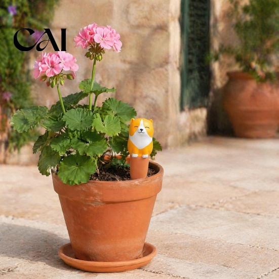 Holiday Plant Care Accessories 4 Pcs/Set Terracotta Watering Spikes, Cute Animal Self Gadgets for Beginners Stakes, Automatic Slow Release