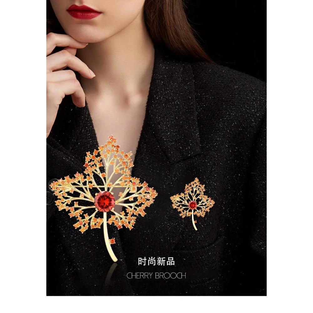 SUYU Новый костюм-пальто с кленовым листом оранжевого цвета, брошь, полая брошь-булавка в виде кленового листа, простые аксессуары в виде листьев
