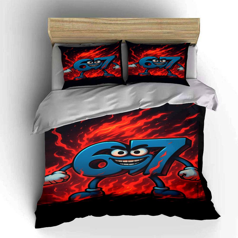 "Cartoon Fiery Number Design" Bedding Duvet Cover Set Duvet Cover Pillowcases (1 * Duvet Cover 2 * Pillowcases, without duvet insert)
