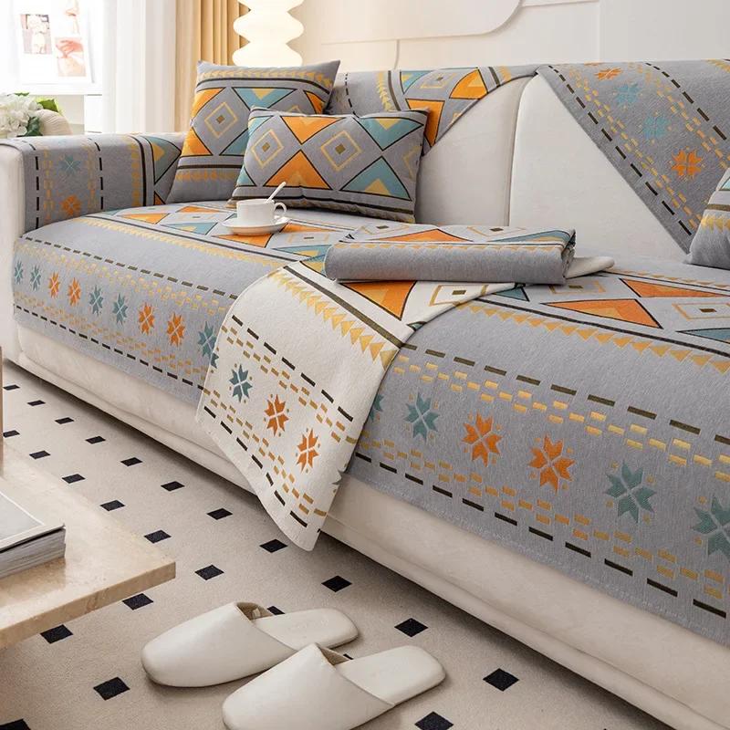 Чехлы для диванов Nordic Chenille для гостиной, противоскользящие пылезащитные чехлы для диванов, универсальные моющиеся чехлы для диванов, защитные полотенца для мебели