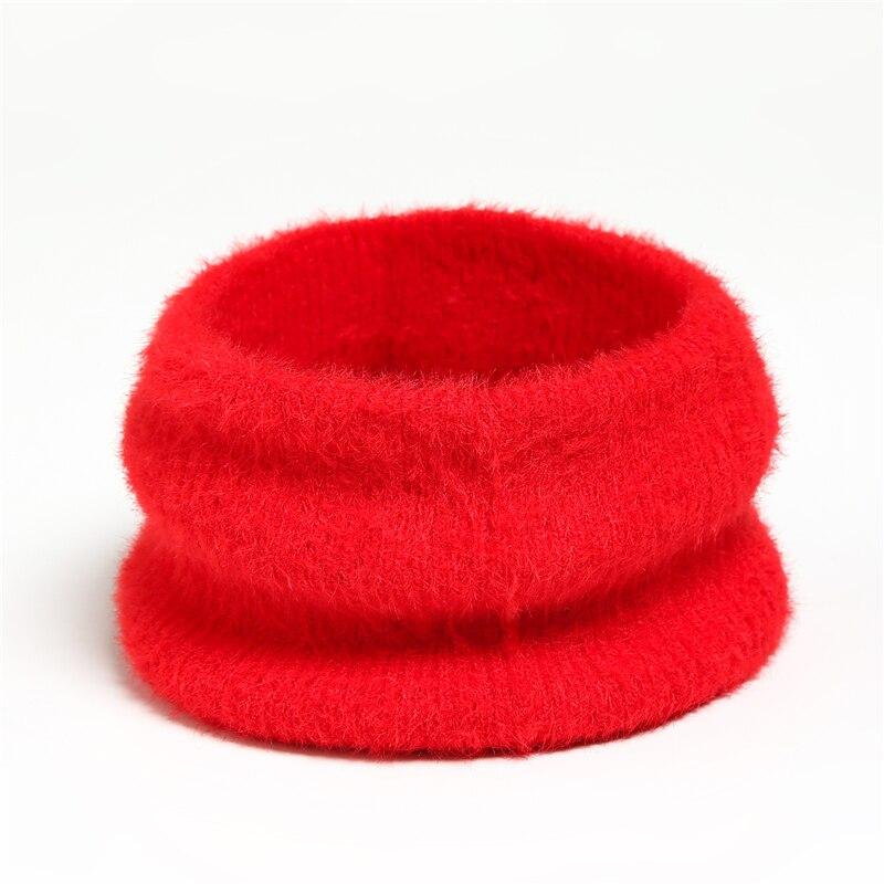 Winter Plush Ring Scarf for Women Warm Knitted Ski Mask Neckerchief Luxury Solid Snood Foulard Suit Children Adult