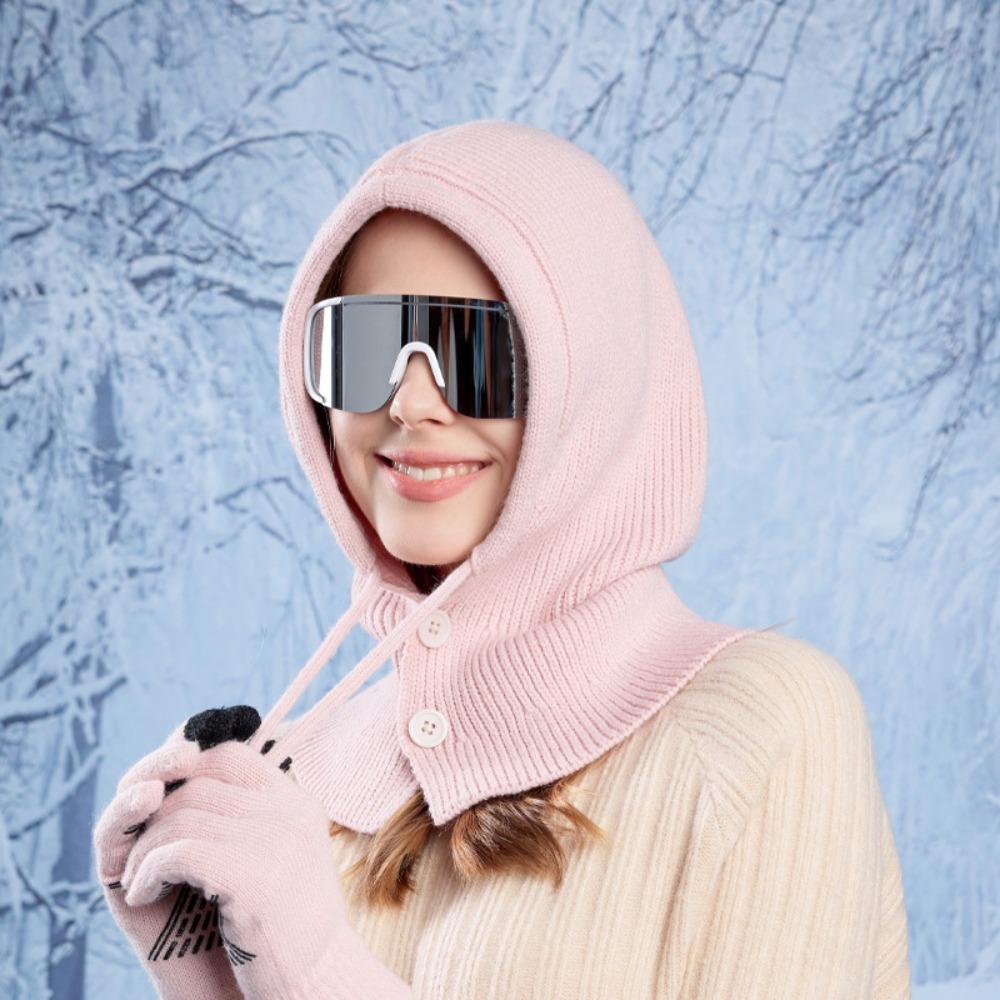 Woolen Knitted Gloves All-in-one Winter Warm Set Simple Balaclava Winter Warm Hat Men and Women