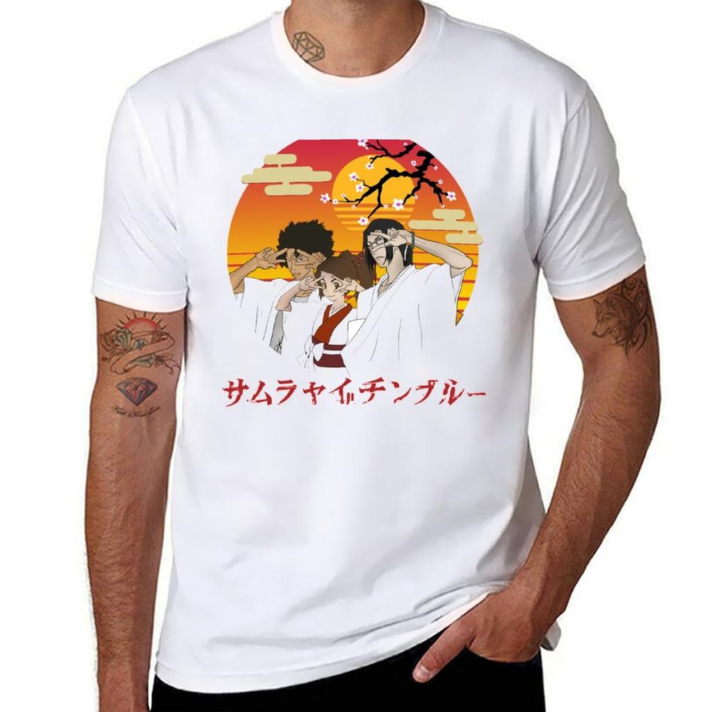 Fuu Mugen Jin Champloo Sunset Vintage TShirt Basic Simple Design Short Sleeve Shirt