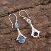 London Blue Topaz Gemstone 925 Stamped Silver Jewelry Zircon Hook Earrings 1.84" CZE-9-10