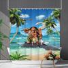 Shower Curtain Waterproof And Mildew-Proof Coconut Tree Beach Beach Bathroom Shower Curtain Shower Curtain Partition Curtain Free Punching