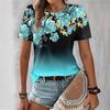 Spring Summer Printed Pattern Comfortable Loose Round Neck Short Sleeved Women's T-shirt