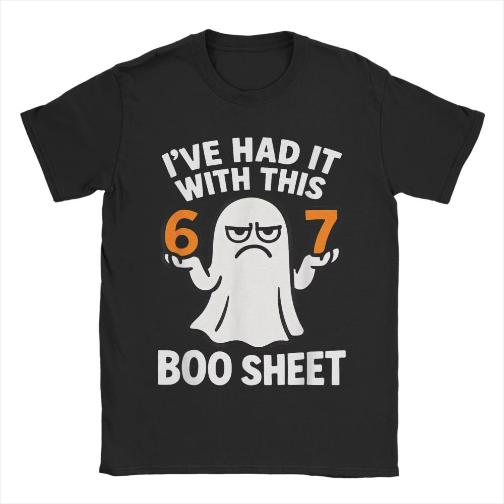 Мужчины Женщины 67 Мем Хэллоуин Костюм 6 7 Смешной Простыня Boo Шесть Семь 6-7 Футболки Хлопковые Топы Короткий Рукав Круглый Вырез Футболки