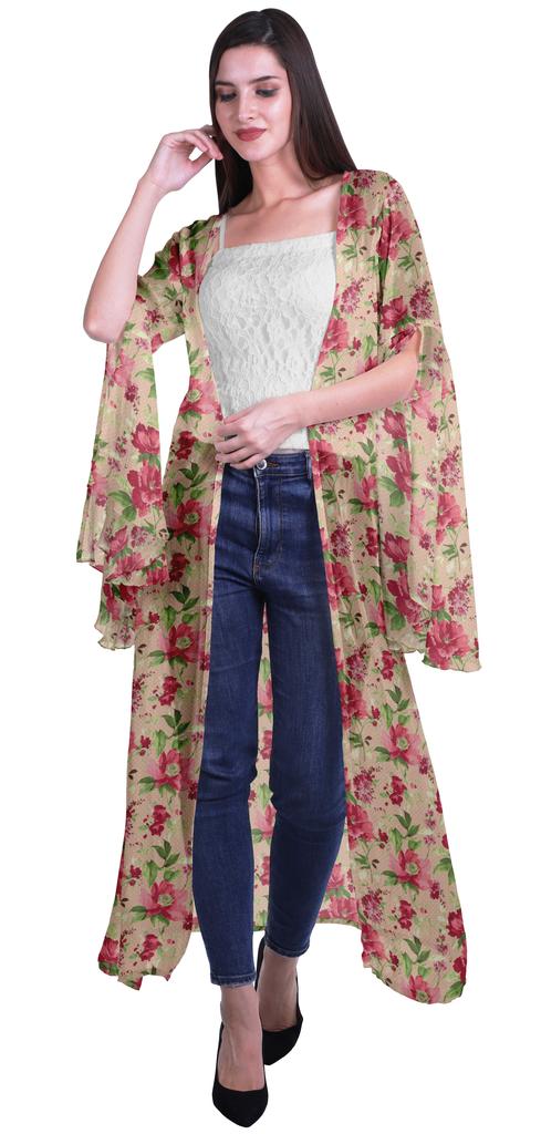 Moomaya Пляжная накидка с открытым передом из принтованного жоржета и разрезами на рукавах