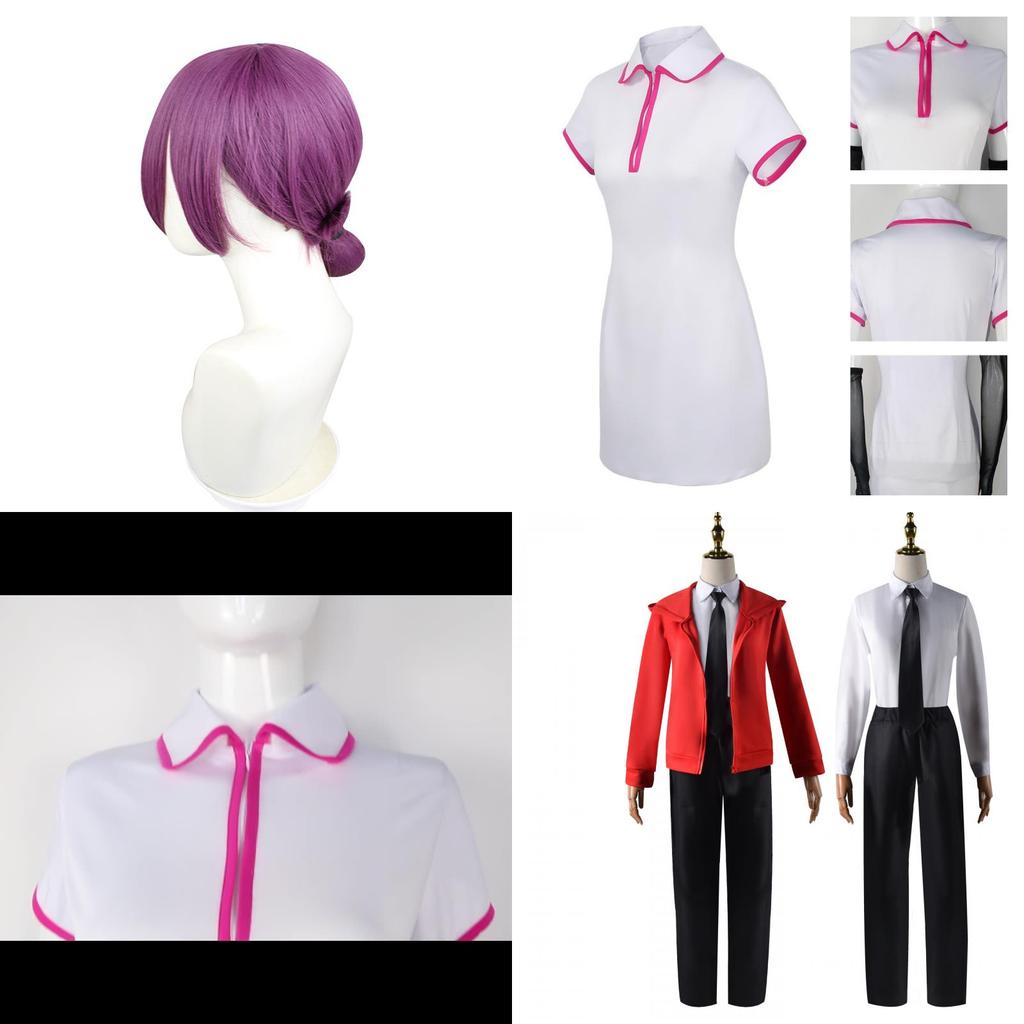 Потрясающий костюм Макимы из Человека-бензопилы с париком Рэйз для Хэллоуинской вечеринки