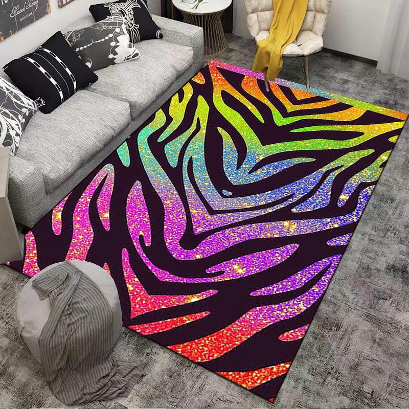 Bright Neon Zebra Stripe carpet Non-slip rug suitable for living room and bedroom sofas