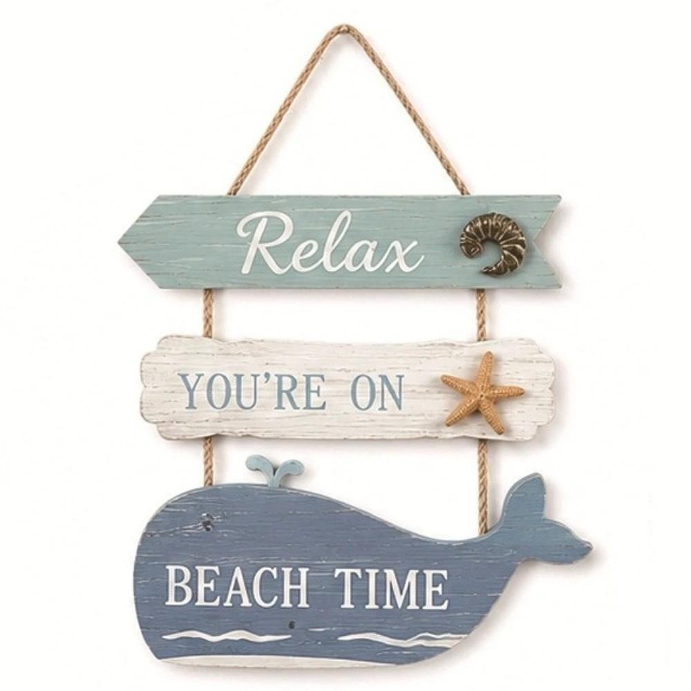 Flip Flop Shape Wooden Wall Hanging Ocean Theme Wall Hanging Pendant Living Room