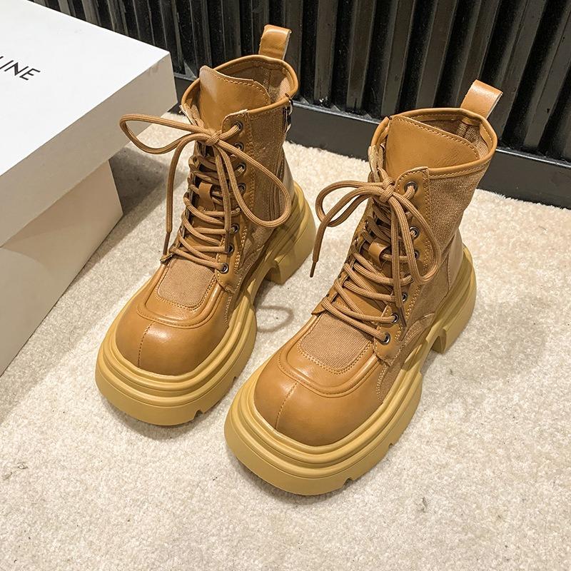 Ботинки Martin в британском стиле для женщин на осень и зиму, новые повседневные короткие ботинки на толстой подошве, увеличивающие рост для женщин