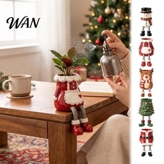 Decorative Flower Vases for Home Christmas Resin Flowerpot, Unique Festive Floral Container, Indoor Plant Pots Artificial Arrangement Vase Decor
