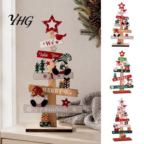 Winter Holiday Party Supplies Christmas Tree Ornament, Wooden Letter Sign Decorative Handmade Xmas Table Centerpieces Compact Stable for Home