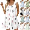 Женское модное повседневное платье без рукавов с квадратным вырезом, плиссированное платье-майка, пляжные платья с принтом