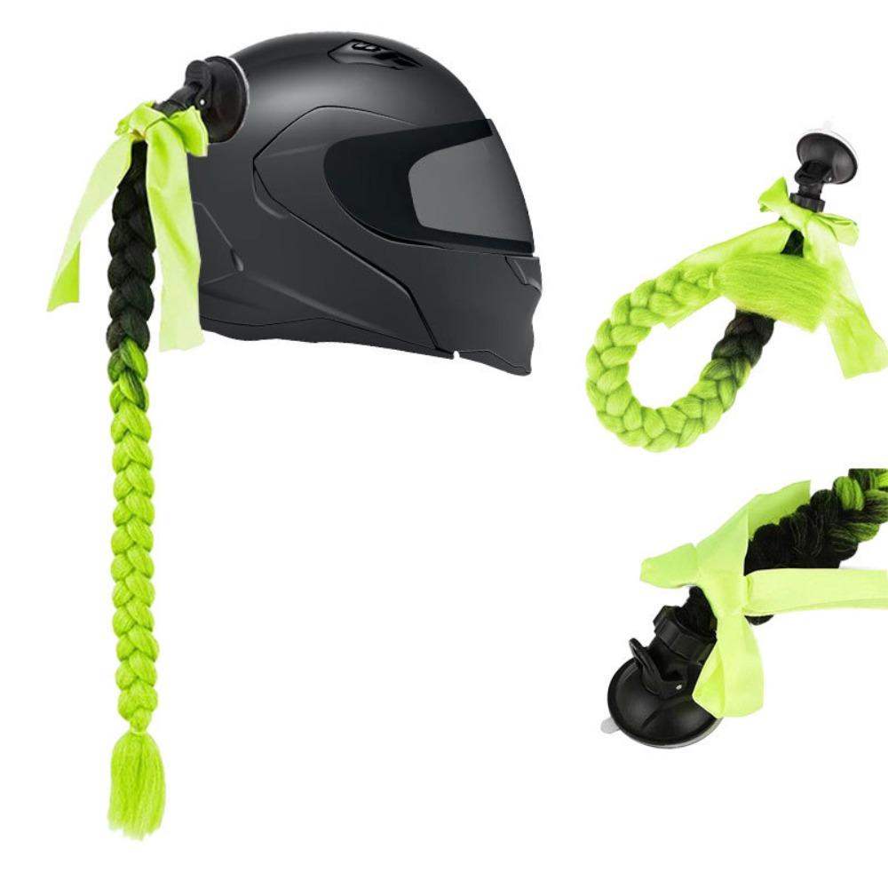 with Suction Cup Synthetic Helmet Pigtails Motorcycle Helmet Braids Wig  for Moto Cycling Skiing