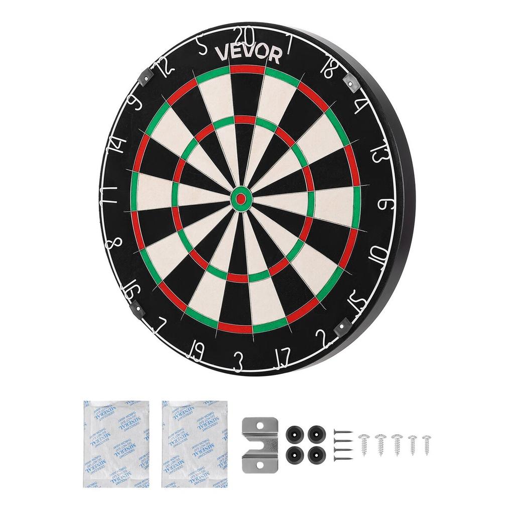 Dart Board, High-Grade Self-Healing Sisal Fiber Dartboard with Staple-Free Bullseye, Blade Wire & Rotating Number Ring, 450mm Professional Dartboard