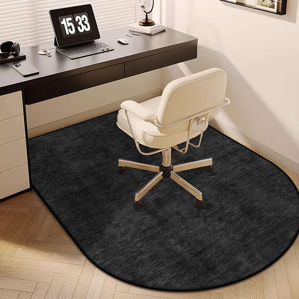 Modern Grey Elliptic Chair Mats Easy Clean Large Area Living Room Carpet Non-slip Bedroom Decoration Cloakroom Rugs Customizable