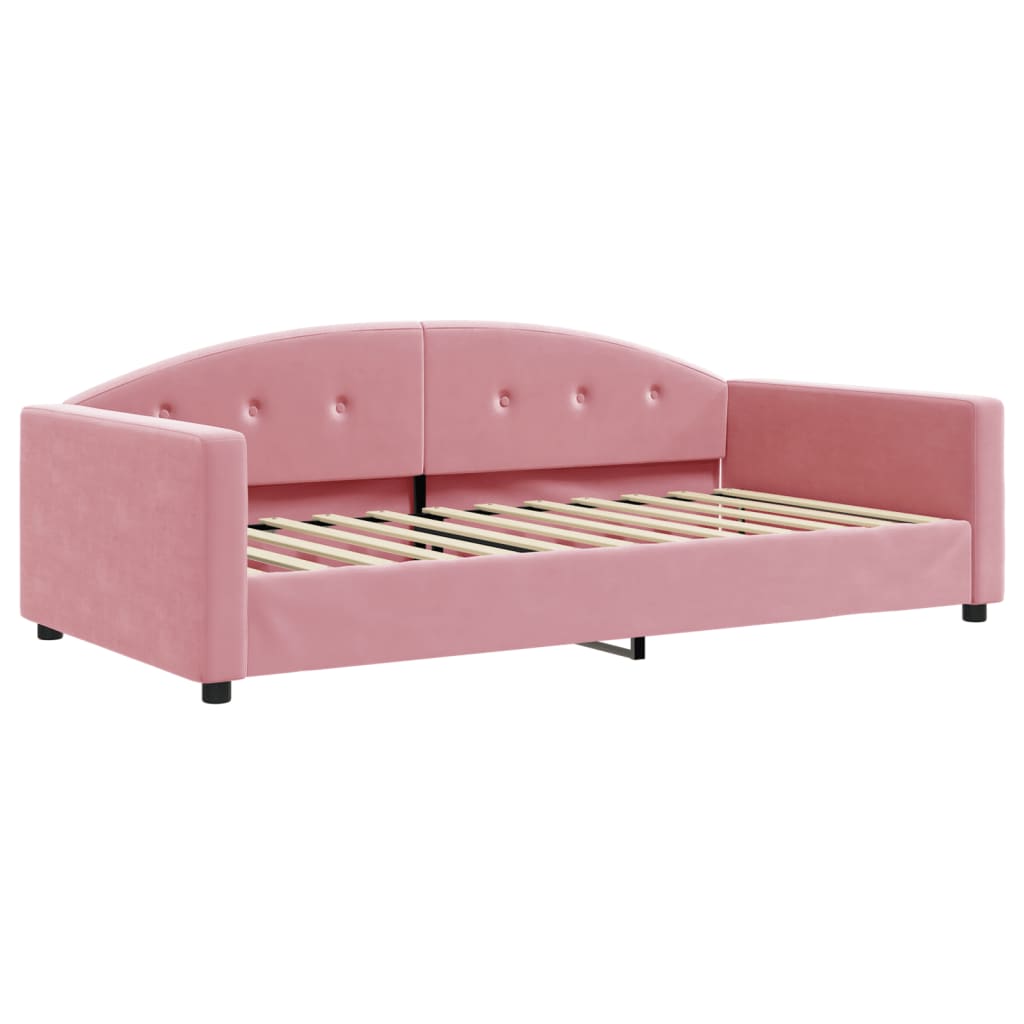 Pull out Day Bed with Mattresses Pink 100x200 cm Velvet