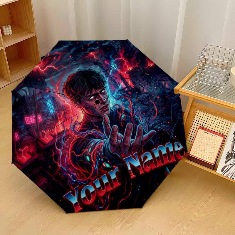 Custom Text Automatic 8 Bone Umbrella, Portable Sun Rain Protection UmbrellaStranger Things
