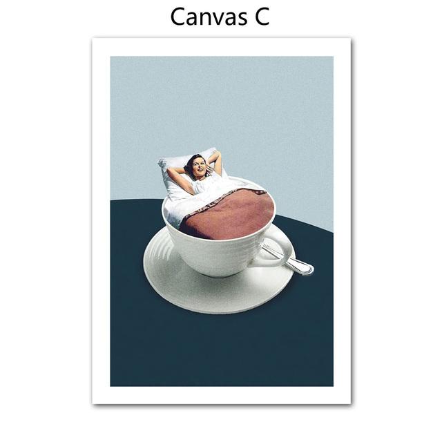 Абстрактный астронавт скандинавский воздушный шар кофе птицы пустынный дым плакат стены книги по искусству печать холст живопись Декор фотографии для гостиной