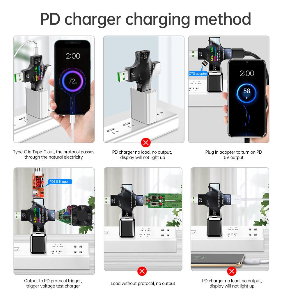 6.5A USB Tester DC Type-C PD Digital Voltmeter Amper Voltage Current Ammeter Detector Power Bank Charger Capacity Meter
