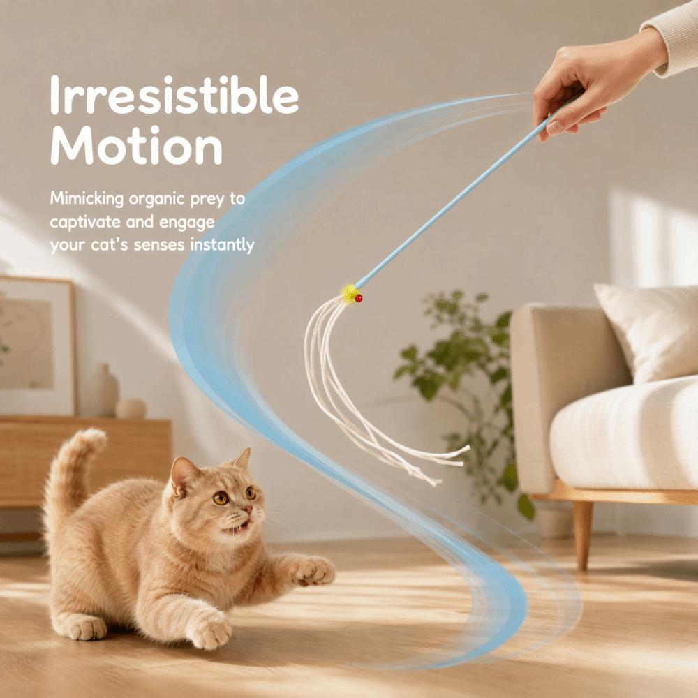 Chew-resistant Cat Teaser Wand Pure Wool Cat Teaser Toy Fun Kitten Stick Toy Cat Enrichment
