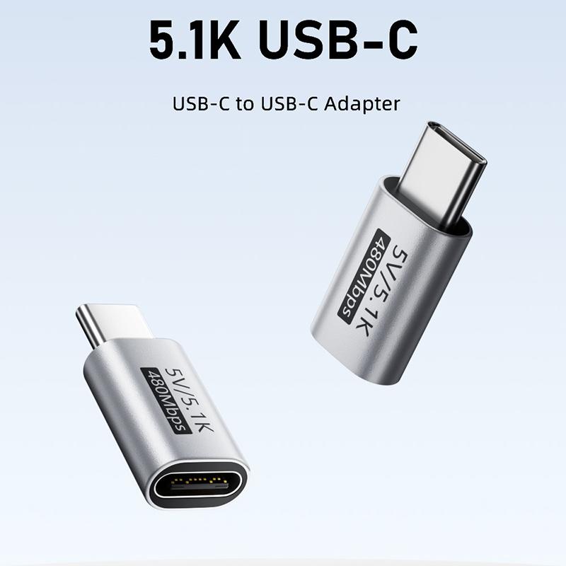 Прочный USB-C адаптер для зарядки 5В Защита от перенапряжения Резистор 5.1K Совместим со всеми смарт-гаджетами Type-C